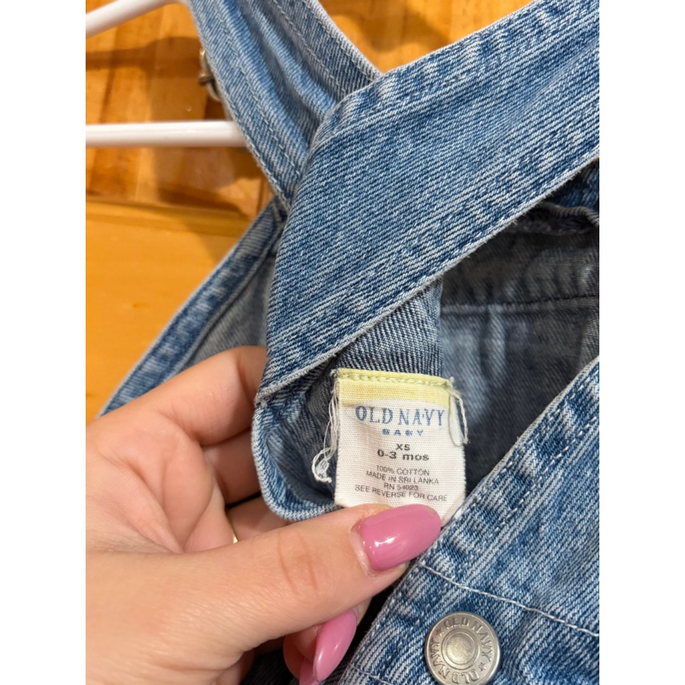 Vintage Old Navy Baby Denim Overalls Shortalls 0 3 Months Blue Jean - Picture 4 of 4